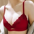 thumbnail image 4 of Ohufall Womens Wirefree Bras Solid Color Lace Trim Deep V Bra Fine Strap Fashion Everyday Underwear, 4 of 4