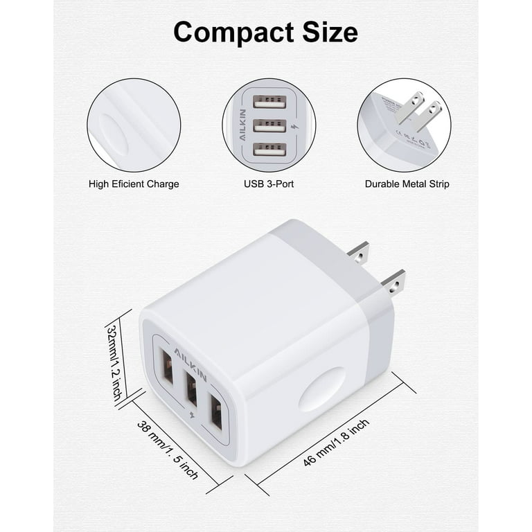 Black Multi 3-Port USB AC Wall Charger Home Plug 3.1A Universal for Cell  Phones