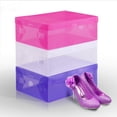 thumbnail image 2 of D-GROEE Dust-proof Shoe Boxes Pack of 3 Stackable Shoe Storage Rack Transparent Organizer, 2 of 7