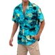 thumbnail image 1 of Camisa Cromoncent Hawaiian para hombre de manga corta, color verde azulado, talla S, 1 of 8