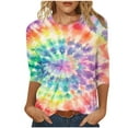 thumbnail image 2 of Womens Summer Shirts and Tops Womens Summer T Shirts Graphic Womens 3/4 Sleeve Tops and Blouses Oversized Tee Shirts Tie Dye Shirt Women Oversized, 2 of 5