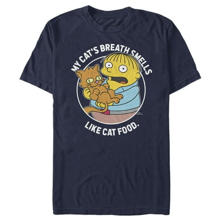 Men's The Simpsons Ralph and His Cat White Circle Graphic Tee Navy Blue 2X Large