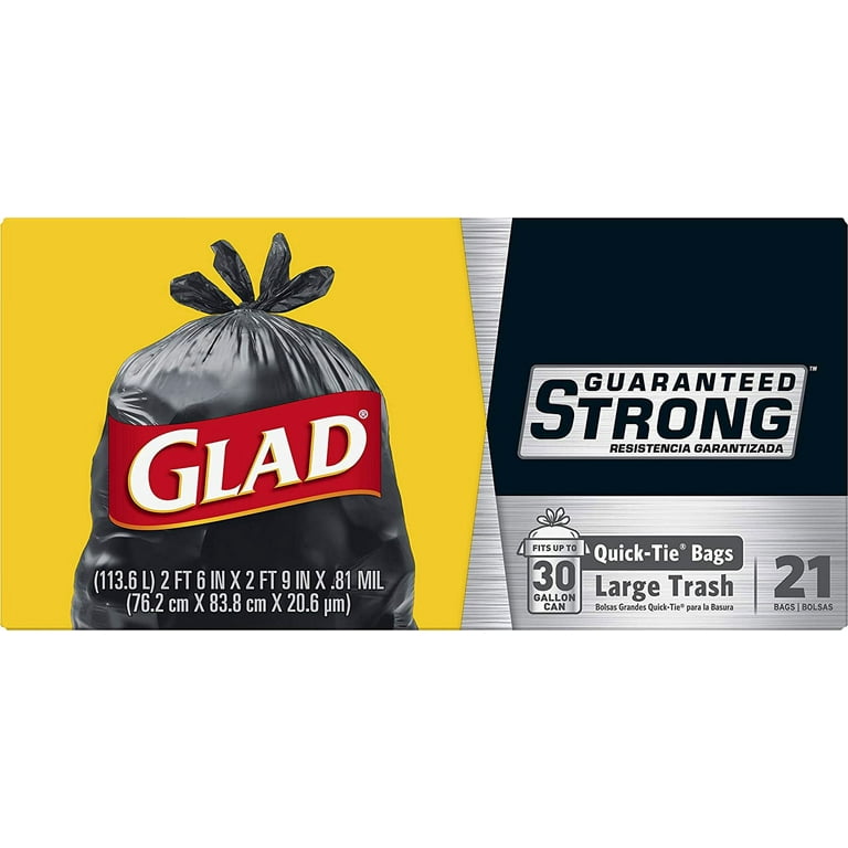 Glad Strong Quick-Tie Large Trash Bags - 30 Gallon - 21 Count, 1 - Harris  Teeter