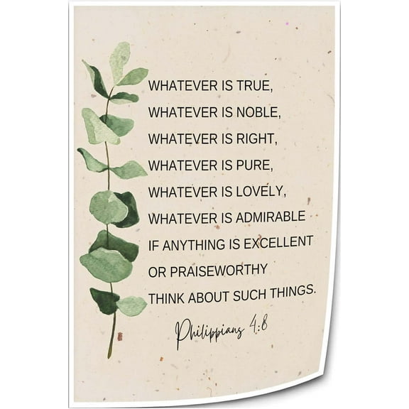 Philippians 4 8 Wall Art Scripture Posters Bible Quotes Wall Decor Christian Prints Poster for Bedroom Vertical Canvas Pictures for Hallway