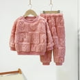 thumbnail image 4 of Pyjamas en Polyester pour Enfants 2 Pcs/ensemble Ensemble de Pyjamas pour Enfants Automne Hiver Couleur Unie Rabbit Col Rond Épais Chaud sous-Vêtements Thermiques Garçons Filles Manches Longues Haut Pantalon, 4 of 8