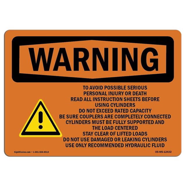 SignMission OS-WS-A-1824-L-12432 18 x 24 in. OSHA Warning Sign - To Avoid Possible Serious Personal with Symbol