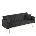 thumbnail image 6 of 73" Loveseat Sofa Bed, Velvet Convertible Folding Futon Sofa Bed with 2 Cushions, Button Tufted and Gold Metal Legs, Sleeper Sofa Couch for Small Spaces,Living Room, Bedroom, Home Office, Black, 6 of 7