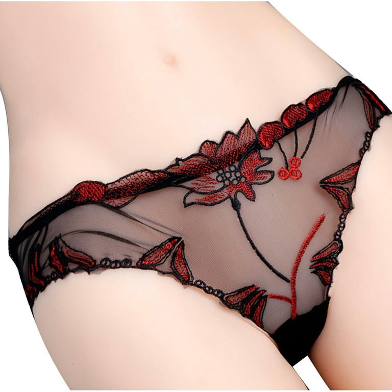 High Waist Lace Floral See Through Panties String Tempting Briefs - Power  Day Sale