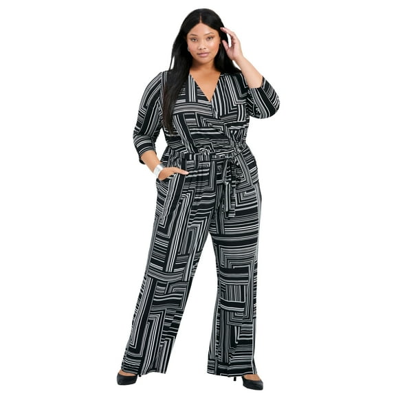 Avenue Women's Plus Size Mara Wrap Front Jumpsuit