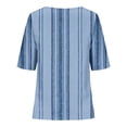 thumbnail image 6 of Yuwull Going Out Tops For Women Tops For Women Trendy Women Plus Size Striped Printed Blouse Short Sleeve Faux Cotton Linen Round Neck Blouse Shirt, 6 of 6