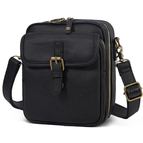 AOUNQ Small Messenger Bag Vegan Leather Crossbody Bag for Women Men, Vintage Cross Body Shoulder Purse with Card Slots