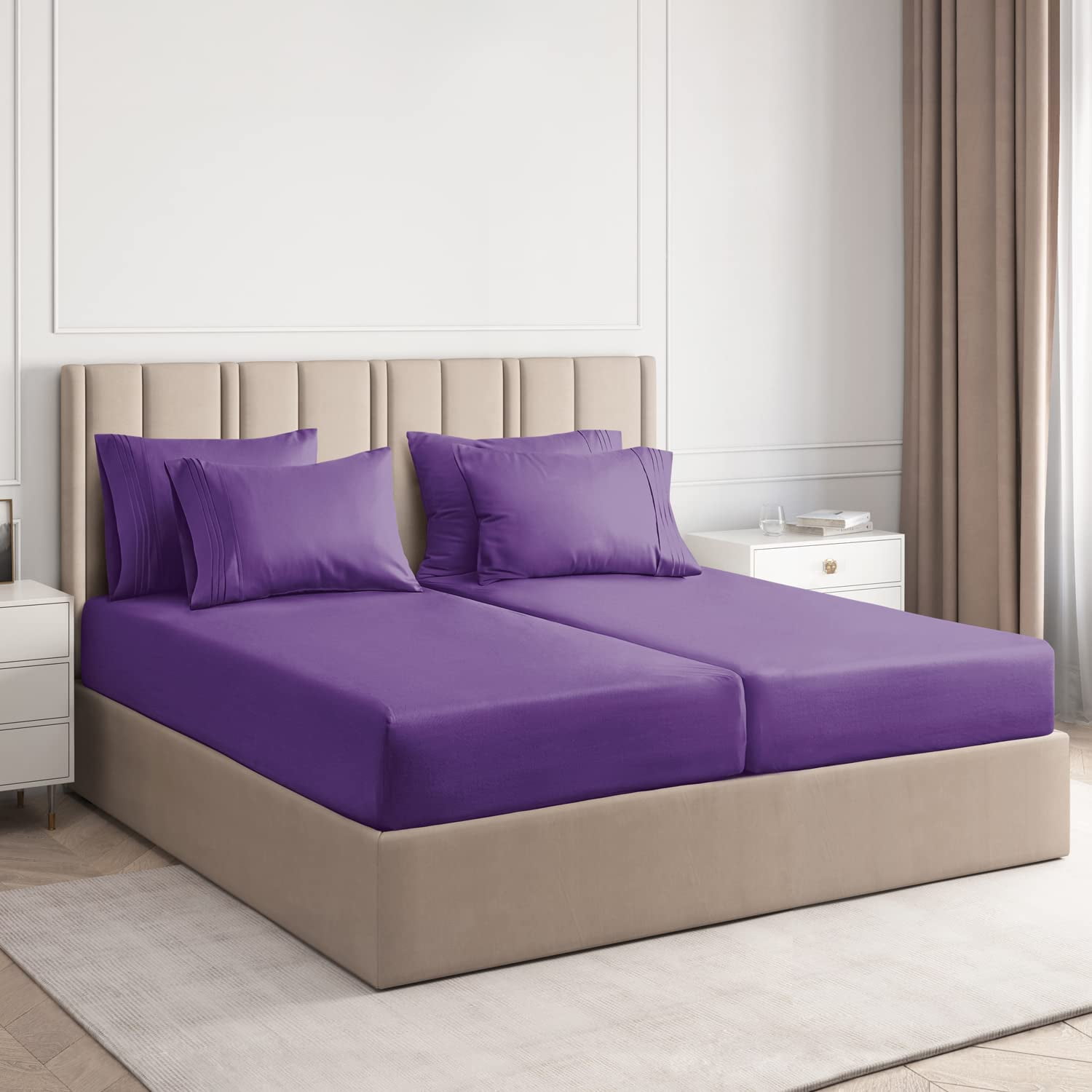 1000 Thread Count 5 Piece Split King Sheets Sets Set ( 2- Twin XL