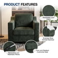 thumbnail image 5 of COOLHUT Swivel Accent Chair, Linen Fabric Modern Upholstered Armchair with Plump Back Pillow, Comfort Barrel Reading Chair for Living Room Bedroom, Green, 5 of 11