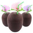 thumbnail image 4 of Taza de coco para cócteles, botella de bebida de plástico para fiesta hawaiana, 56g, 6 uds., 4 of 7