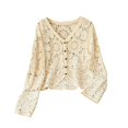 thumbnail image 4 of Cardigan Sweaters for Women Long Sleeve Lightweight Open Front Hollow out Floral Crochet Knit Cardigans Fall Clothes, 4 of 4