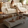 thumbnail image 6 of MIKIBAMA 75" Beige 3 Seat Linen Convertible Futon Sofa Bed Tufted Design Adjustable Backrests With Solid Wood Legs for Small Spaces, 6 of 7