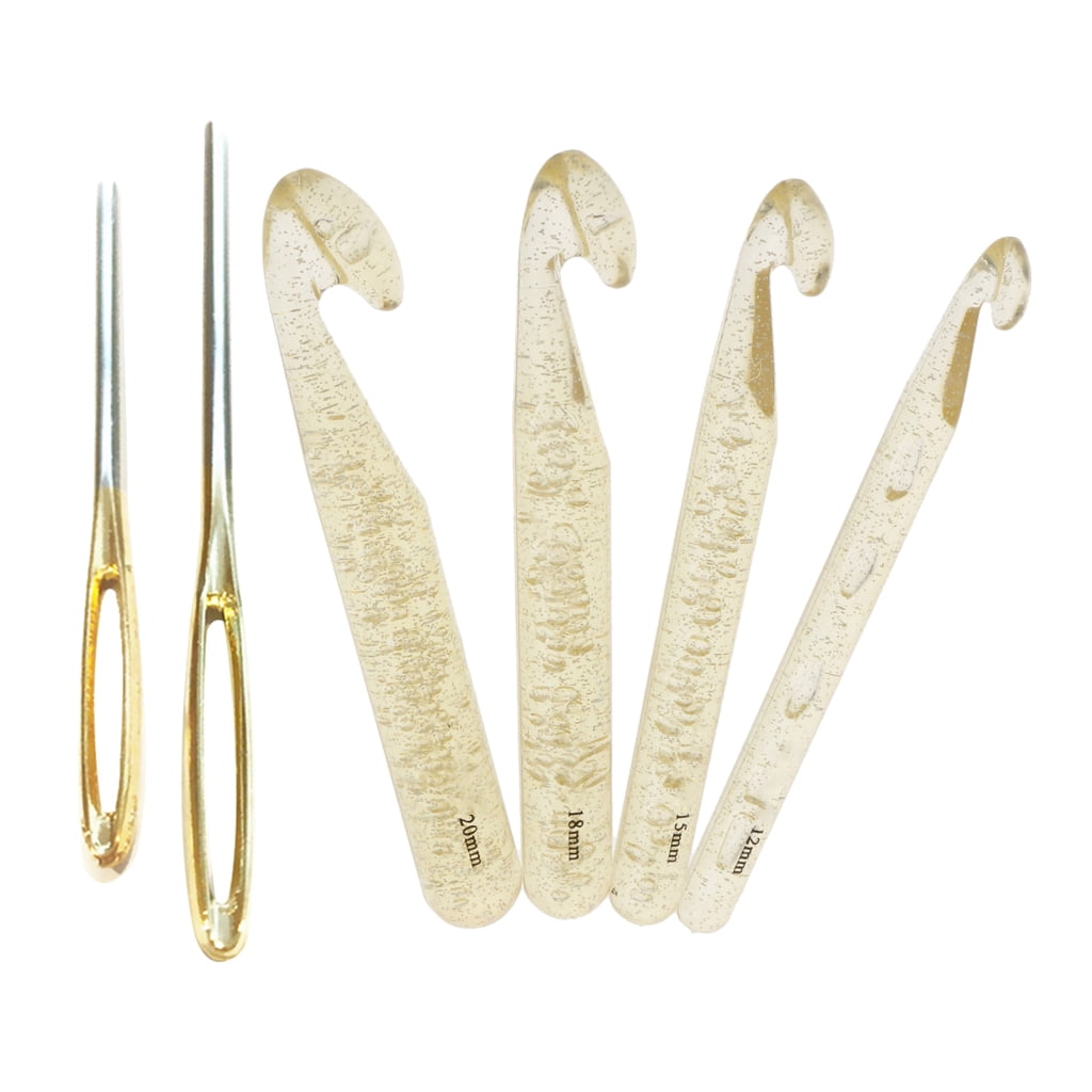 4pcs Crochet Hooks With 2x Big No Stitches Sewing Tool