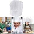 thumbnail image 5 of Gorro de chef desechable, 20 unidades, gorro de cocina ajustable para cocina, hogar, restaurante, catering, gorros de chef, gorros de cocina elásticos no tejidos (blanco), 5 of 5