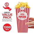 thumbnail image 2 of Movie Theater Popcorn Boxes (1200 Pack), Disposable Red and White Striped Snack Boxes, 30 oz Popcorn Containers for Concession, Carnival or Parties, 2 of 6