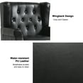 thumbnail image 3 of DREAMSIDEA Wingback Accent Chair Faux Leather Arm Chair High Back Chair Living Room with Solid Wood Frame, Button-Tufted Black, 3 of 5