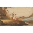 thumbnail image 2 of Dirck van der Lisse 24x16 Gold Ornate Framed and Double Matted Museum Art Print Titled - Bathing Women in a Landscape (1617 - 1669), 2 of 4