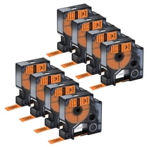 NineLeaf 8PK Compatible for DYMO 18435 1/2" x 18' (12mm x 5.5m) Black on Orange Industrial Vinyl Label Maker Tape for Rhino 4200 5200 Label Maker