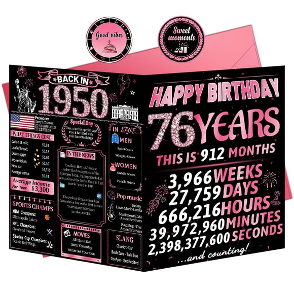 Tarjeta de cumpleaños VivaGem con 76 años para mujeres de 76 años