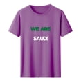 thumbnail image 2 of Nmnitkp Summer Tops for Women We Are Saudi Football Fan Graphic T-Shirt, Crew Neck Short Sleeve Casual Tee, Multiple Colors Available Purple,S, 2 of 5
