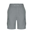 thumbnail image 5 of RYDCOT Mens Cotton Linen Shorts Casual Elastic Waist Drawstring Lightweight Summer Beach Cargo Shorts Gray, 5 of 7