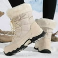 thumbnail image 4 of Women'S High-Top Winter Snow Boots - Warm Fleece-Lined, Non-Slip Rubber Sole, Durable Fabric Upper, Round Toe Design for Outdoor Hiking & Casual Wear, Beige, Hiking Boots, Cold Weather Footwear, 4 of 6