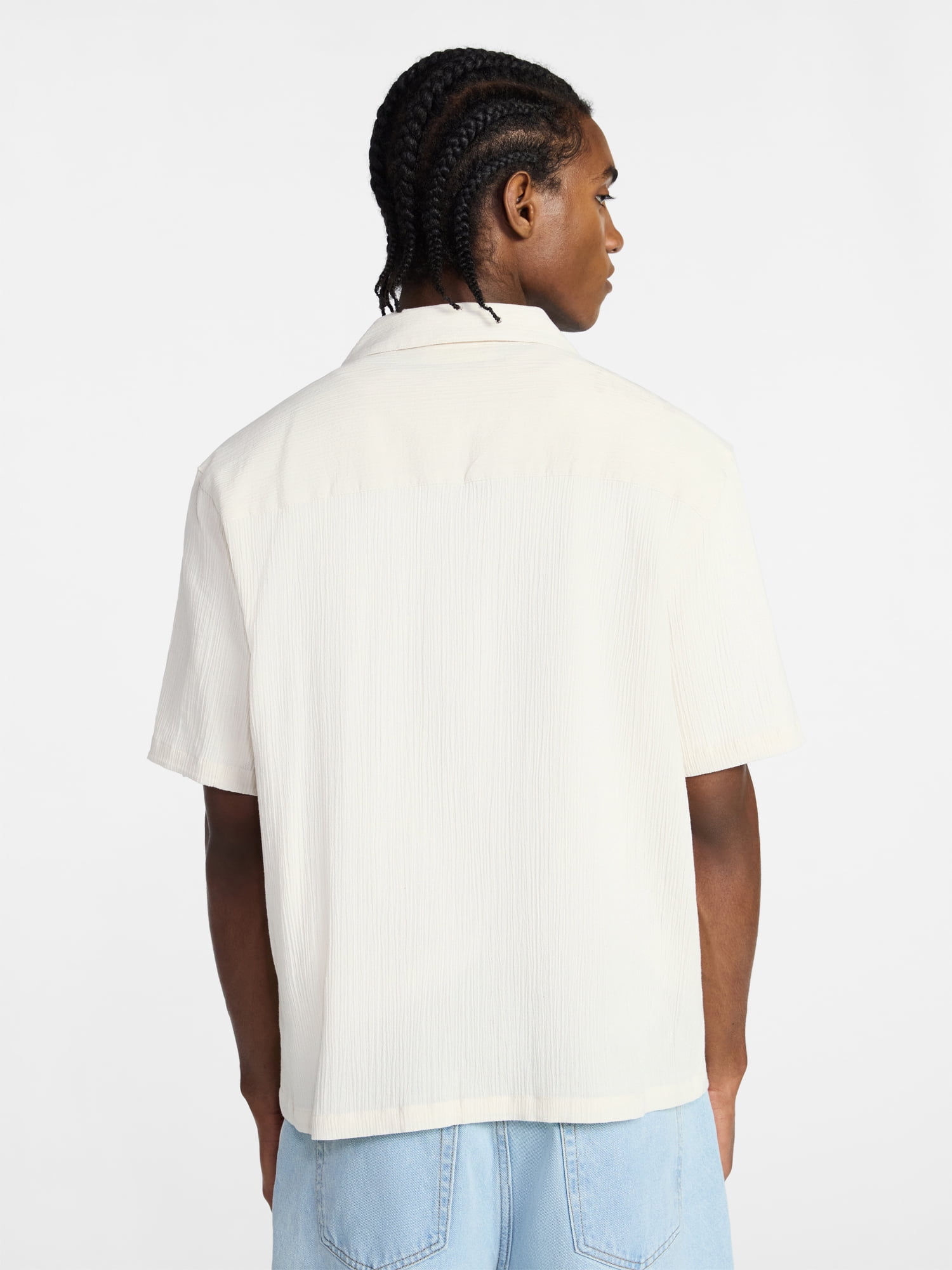 No Boundaries Men's Textured Woven Shirt with Short Sleeves, Sizes XS-4XLT