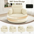 thumbnail image 7 of MEISSALIVVE Swivel Barrel Chair with Storage Ottoman & USB Port, 360° Lounge Chair with 4 Pillows, Teddy Fabric, Beige Accent Chair for Living Room, 7 of 7