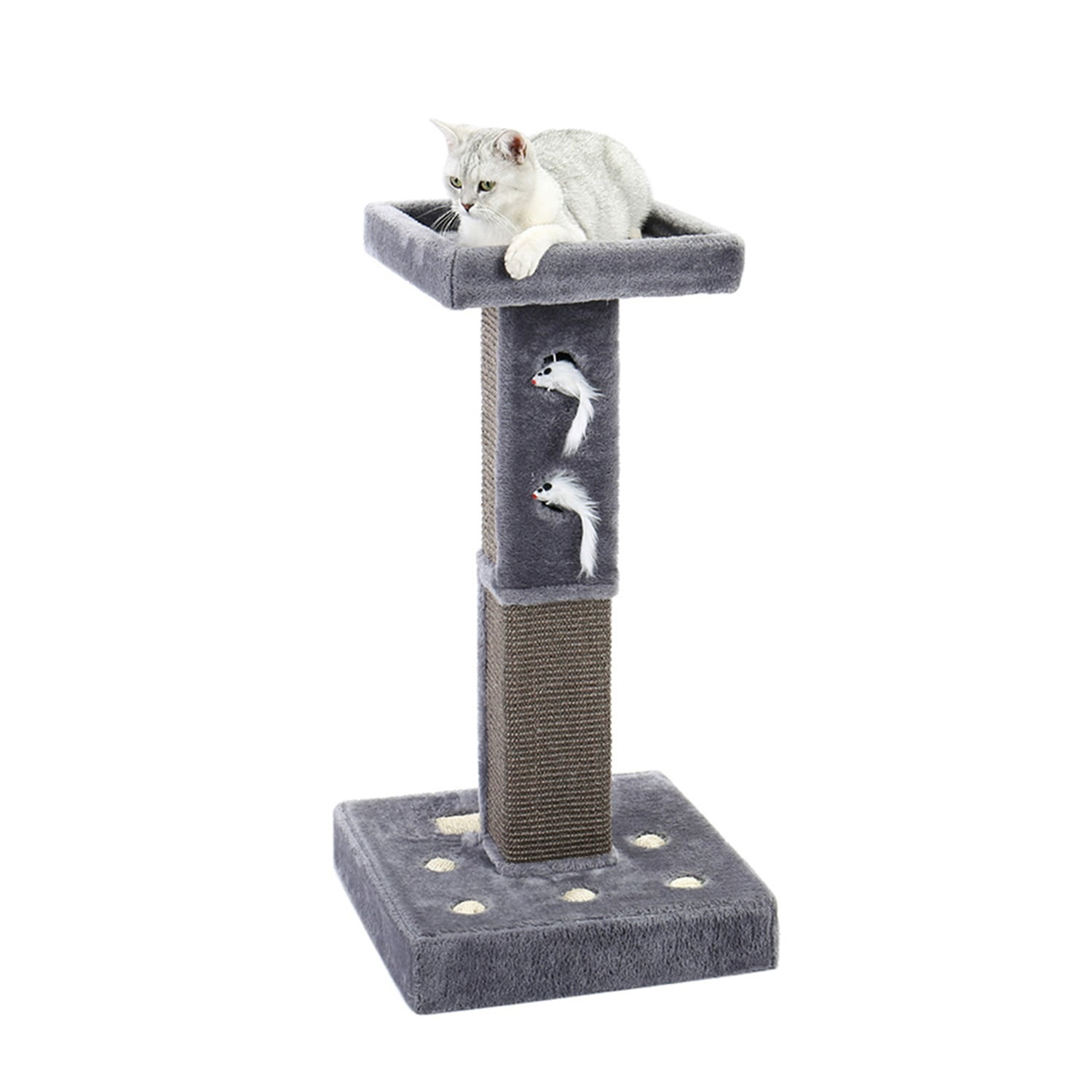 Pefilos 31" Cat Scratching Post for Large Cats with Sisal Rope and 2 Plush Ball, Indoor Square Cat Scratcher Tower Furniture, Gray Pefilos 31" Cat Scratching Post for Large Cats with Sisal Rope and 2 Plush Ball, Indoor Square Cat Scratcher Tower Furniture, Gray