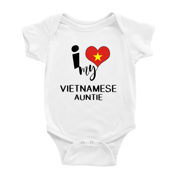 I Heart My Vietnamese Auntie Vietnam Love Flag Infant Romper Baby Bodysuit (White, 6-12 Months)