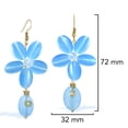 thumbnail image 4 of Romantic Light Blue Quartz Floral Teardrop Brass Earrings, 4 of 4