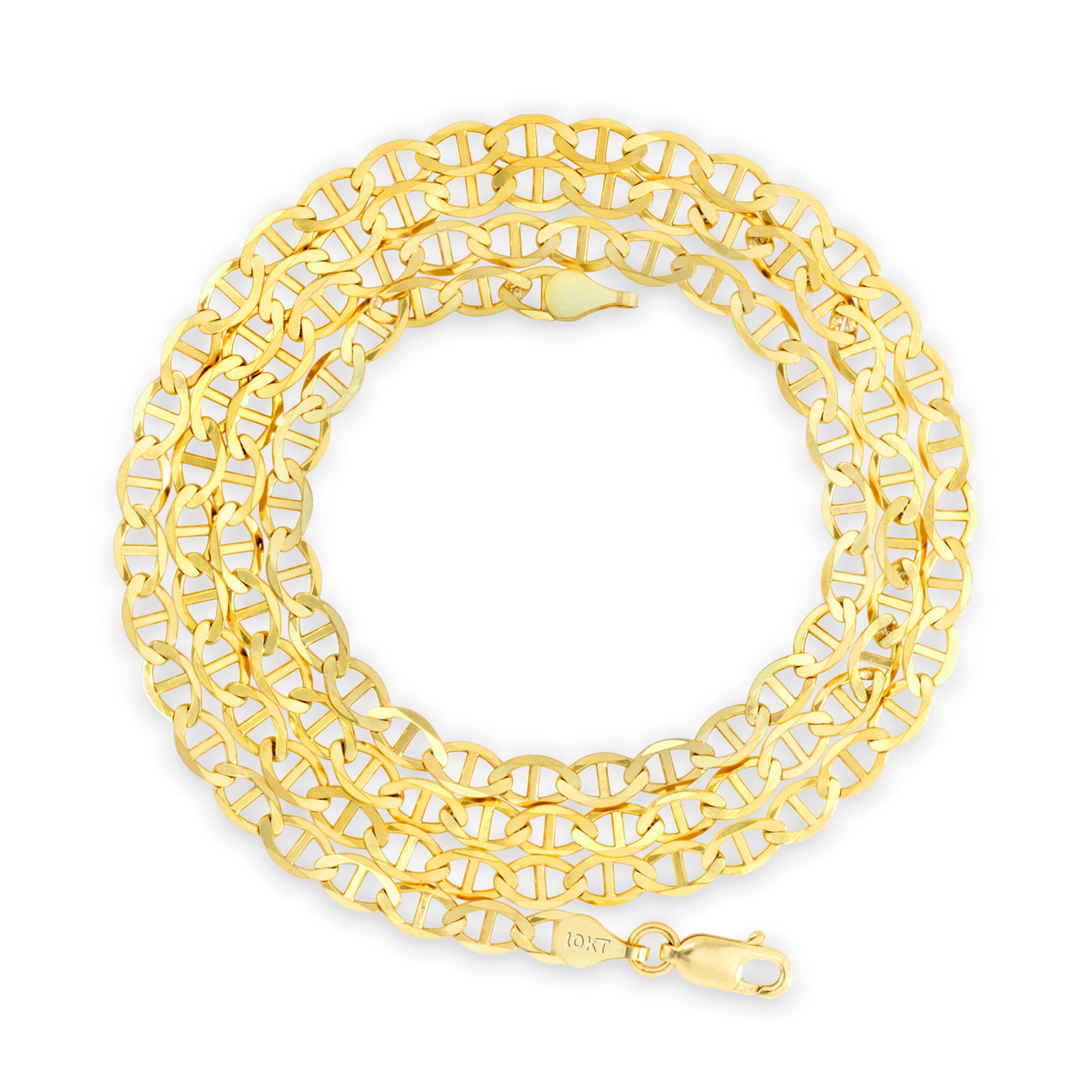Nuragold 10k Real Yellow Gold Solid Mariner 4mm Chain Anchor Link Necklace (16"-30") Italian Jewelry for Men & Women