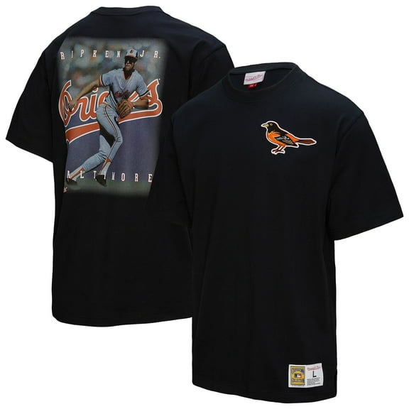 Men's Mitchell & Ness Cal Ripken Jr. Black Baltimore Orioles Legends Collection Vintage Logo T-Shirt
