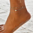 thumbnail image 2 of Tobilleras de acero inoxidable Pulsera de tobillo con dije de corazón de amor, 2 of 2