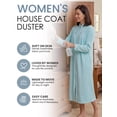 thumbnail image 2 of Casual Nights Women's Jacquard Fleece Zip Front Robe, Long Housecoat with Pockets, Mid-Calf Duster, Terry Poly Lounge Robe, Green Large, 2 of 5
