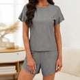 thumbnail image 2 of BUIGTTKLOP Womens Pajamas Set Soft Sleepwear Short Sleeved Shirt Elastic Shorts Two-Piece Outfit Homewear, 2 of 6