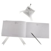 White Satin Bowknot Wedding Guest Book and Pen Set Bridal Accessories
