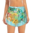thumbnail image 2 of Picia USA Tourist Map Pattern Women's 2 in 1 Athletic Running Shorts High Waisted Workout Casual Gym Sweat Shorts with Comfy Liner Zipper Pockets-Large, 2 of 9