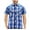Blue, variant on Men’s Casual Plaid Pockets Short Sleeve Collared Classic Button Down Shirt (Yellow, L)