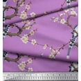 thumbnail image 3 of Soimoi Purple Heavy Satin Fabric Floral & Pin Tailed Whydah Bird Print Fabric by The Yard 56 Inch Wide, 3 of 3