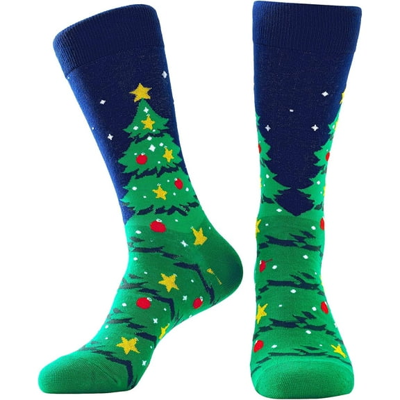 Crazy Funny Christmas Socks for Men Women - Novelty Holiday Crew Socks with Festive Designs (Santa, Reindeer, Snowman), Warm Winter Xmas Gift Set for Adults Teens