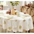 thumbnail image 4 of Newbridge Ivory and Gold Leaf Metallic Damask Set of 4 Fabric Dining Napkins for Thanksgiving Party, 4 of 6