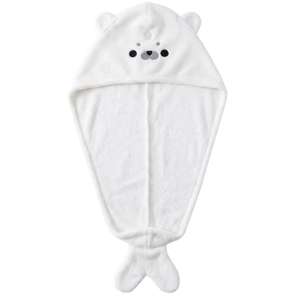 Hzzsbu Cute Seal Coral Fleece Hair Drying Towel Wrap, Quick Absorbent Hair Turban Cap for Bath Daily Use