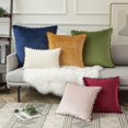 thumbnail image 2 of Paquete de 2 fundas de almohada de terciopelo con pompones, fundas de almohada decorativas, fundas de cojín suaves y sólidas con pompones cuadrados para sofá, sala de estar, sofá Sincero  Hogar, 2 of 3
