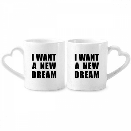 

I Want A New Dream Couple Porcelain Mug Set Cerac Lover Cup Heart Handle