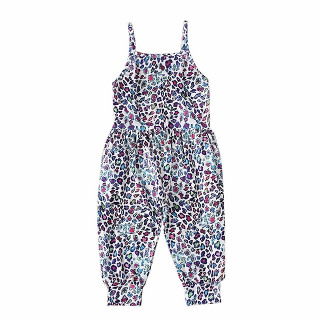 Girls Childrens Summer Romper Printing Sling Sleeveless Backless Short Jumpsuit